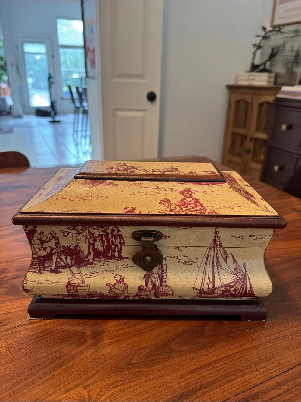 Old World Design, Red French Vintage Style Treasure/Jewelry/Money Box